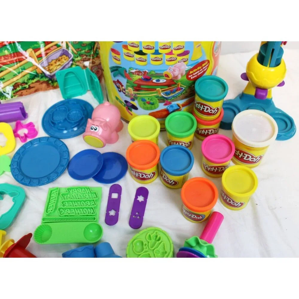 Large Play-Doh Canister 50+ Pcs Crayola Dough Doodler Cutters Molds cans